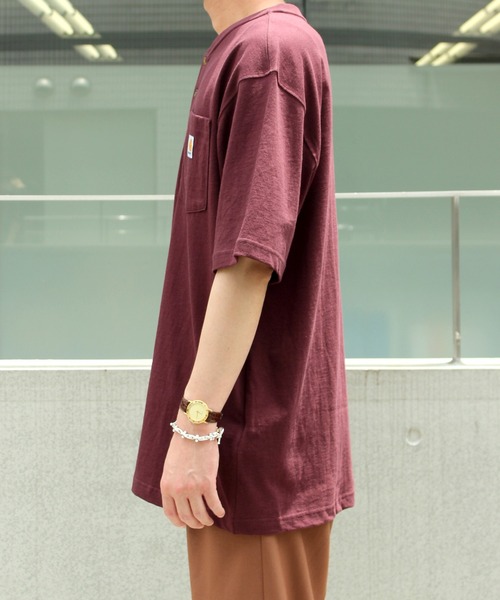 Mサイズ CarharttカーハートヘンリーネックポケットT－シャツK84