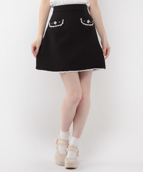 LODISPOTTO（ロディスポット）の「フルールビジュ－台形スカート（スカート・レディース・ベージュ/ブラック・MEDIUM）」の2枚目の写真