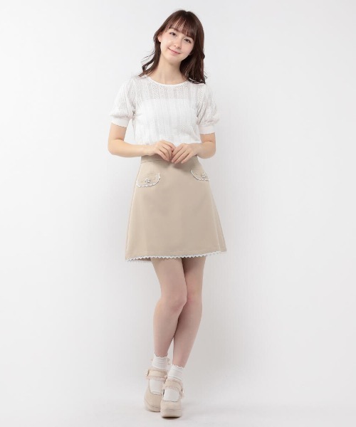LODISPOTTO（ロディスポット）の「フルールビジュ－台形スカート（スカート・レディース・ベージュ/ブラック・MEDIUM）」の3枚目の写真