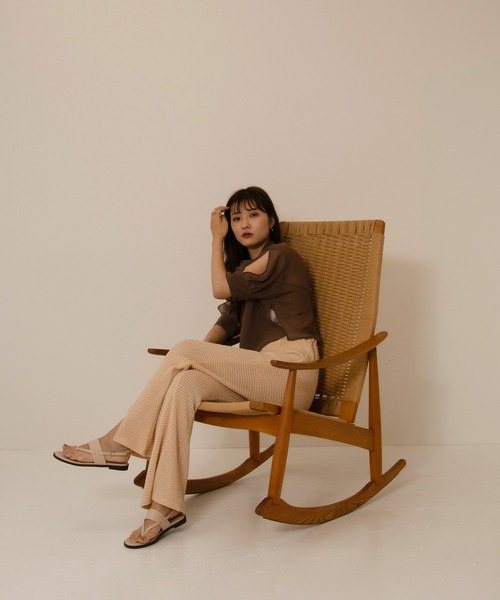 I_am（アイアム）の「no collar sheer-shirt（シャツ/ブラウス・レディース・ベージュ/ブラウン/グリーン・FREE）」の5枚目の写真