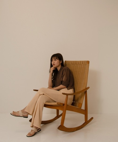 I_am（アイアム）の「no collar sheer-shirt（シャツ/ブラウス・レディース・ベージュ/ブラウン/グリーン・FREE）」の4枚目の写真