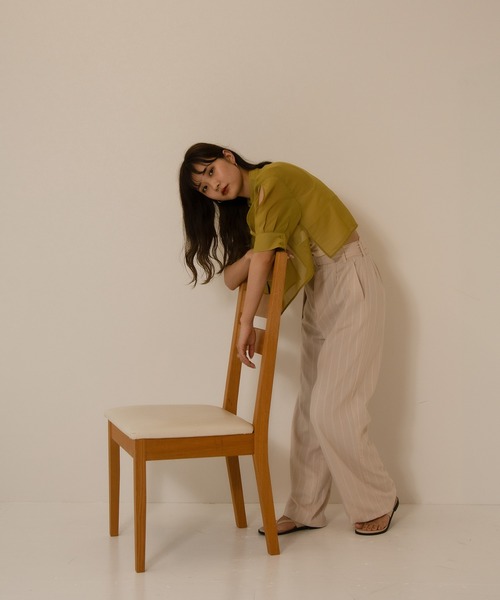 I_am（アイアム）の「no collar sheer-shirt（シャツ/ブラウス・レディース・ベージュ/ブラウン/グリーン・FREE）」の8枚目の写真