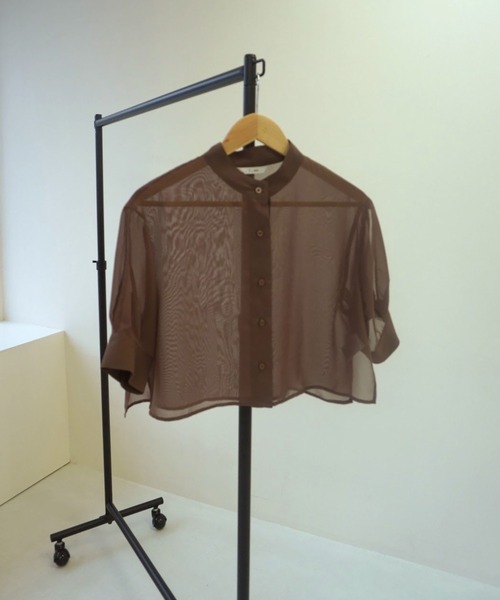 I_am（アイアム）の「no collar sheer-shirt（シャツ/ブラウス・レディース・ベージュ/ブラウン/グリーン・FREE）」の13枚目の写真