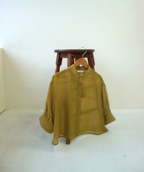 I_am（アイアム）の「no collar sheer-shirt（シャツ/ブラウス・レディース・ベージュ/ブラウン/グリーン・FREE）」の15枚目の写真