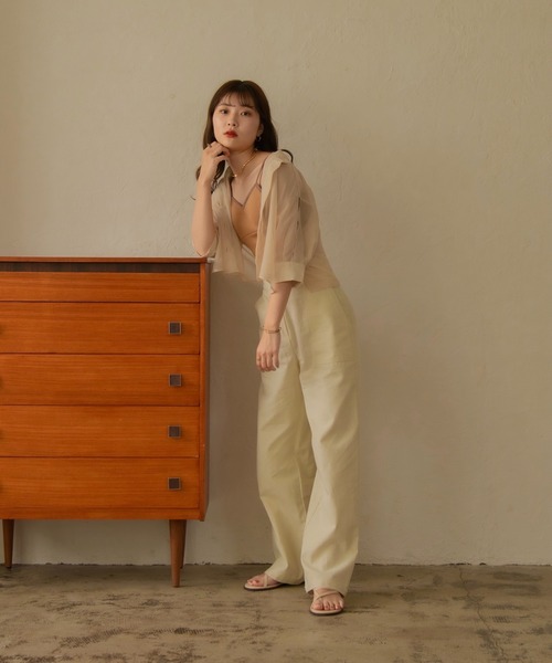 I_am（アイアム）の「no collar sheer-shirt（シャツ/ブラウス・レディース・ベージュ/ブラウン/グリーン・FREE）」の17枚目の写真