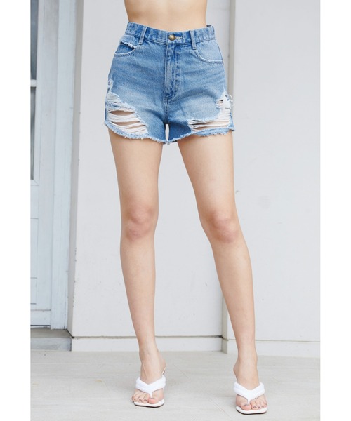 ALEXIA STAM（アリシアスタン）の「Damaged Denim Shorts/ダメージデニムショーツ（デニムパンツ・レディース・ホワイト/ブルー/ブラック系その他・S/M/XS）」の13枚目の写真