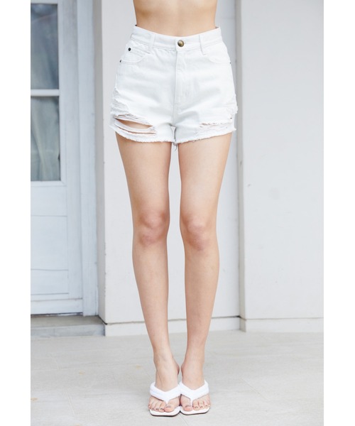 ALEXIA STAM（アリシアスタン）の「Damaged Denim Shorts/ダメージデニムショーツ（デニムパンツ・レディース・ホワイト/ブルー/ブラック系その他・S/M/XS）」の5枚目の写真