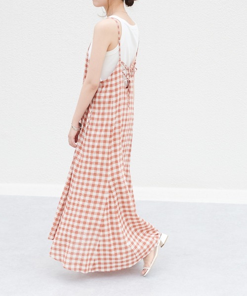 DISCOAT(ディスコート)の「ギンガムペプラムマーメードキャミワンピース(ワンピース・レディース・ブラック/ブラウン/グリーン・FREE)」の1枚目の写真