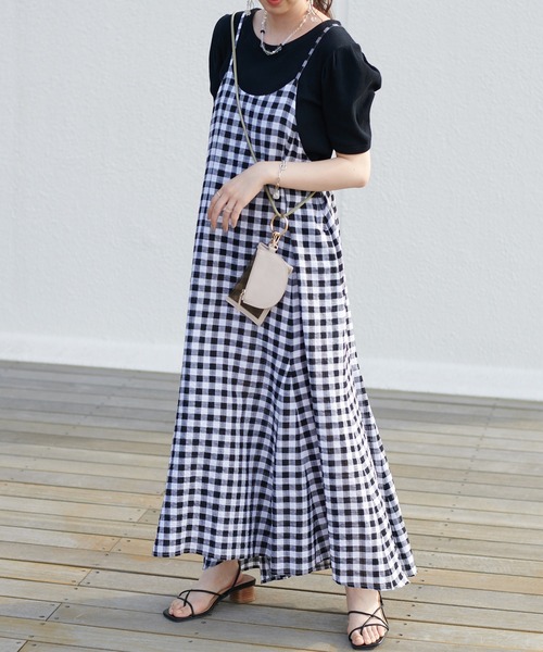 DISCOAT(ディスコート)の「ギンガムペプラムマーメードキャミワンピース(ワンピース・レディース・ブラック/ブラウン/グリーン・FREE)」の11枚目の写真