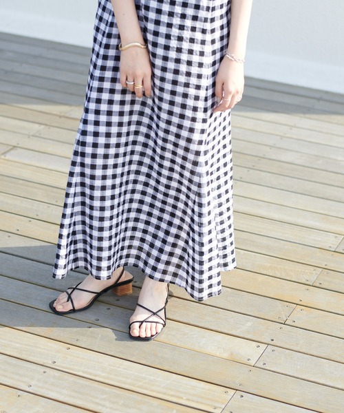 DISCOAT(ディスコート)の「ギンガムペプラムマーメードキャミワンピース(ワンピース・レディース・ブラック/ブラウン/グリーン・FREE)」の9枚目の写真