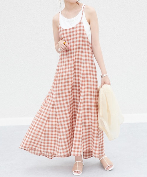 DISCOAT(ディスコート)の「ギンガムペプラムマーメードキャミワンピース(ワンピース・レディース・ブラック/ブラウン/グリーン・FREE)」の12枚目の写真