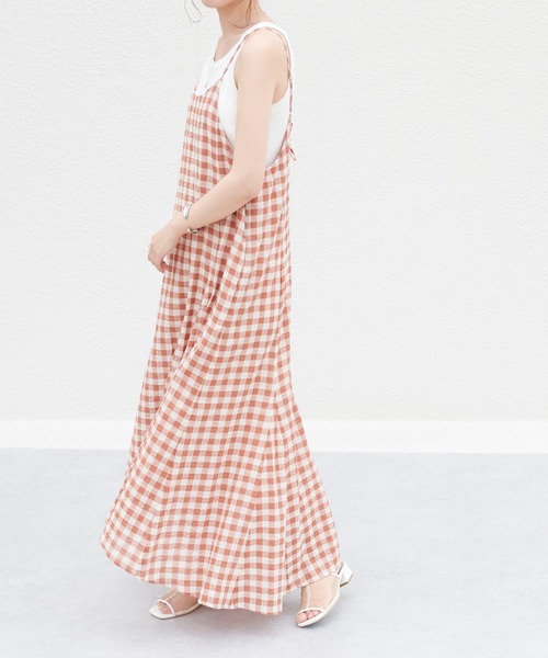 DISCOAT(ディスコート)の「ギンガムペプラムマーメードキャミワンピース(ワンピース・レディース・ブラック/ブラウン/グリーン・FREE)」の13枚目の写真