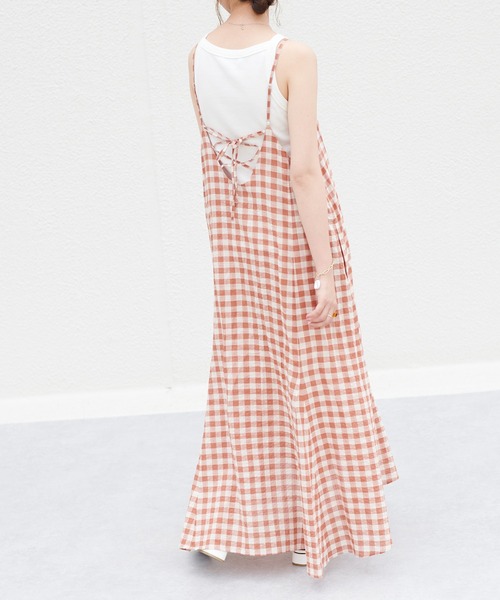 DISCOAT(ディスコート)の「ギンガムペプラムマーメードキャミワンピース(ワンピース・レディース・ブラック/ブラウン/グリーン・FREE)」の14枚目の写真