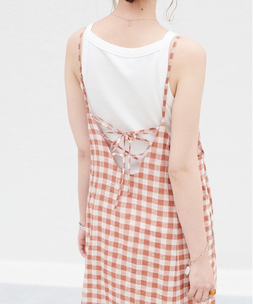 DISCOAT(ディスコート)の「ギンガムペプラムマーメードキャミワンピース(ワンピース・レディース・ブラック/ブラウン/グリーン・FREE)」の17枚目の写真