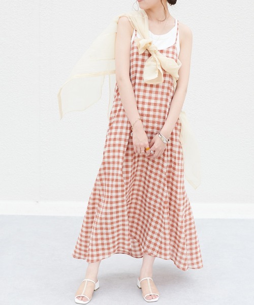 DISCOAT(ディスコート)の「ギンガムペプラムマーメードキャミワンピース(ワンピース・レディース・ブラック/ブラウン/グリーン・FREE)」の20枚目の写真