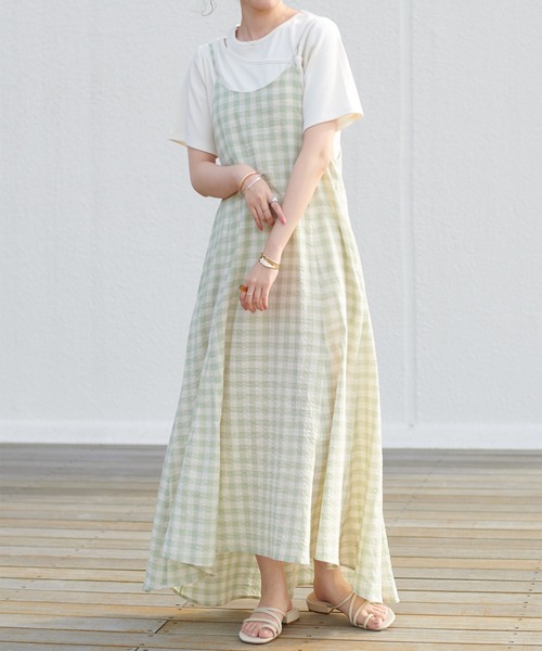 DISCOAT(ディスコート)の「ギンガムペプラムマーメードキャミワンピース(ワンピース・レディース・ブラック/ブラウン/グリーン・FREE)」の21枚目の写真