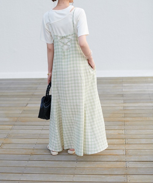 DISCOAT(ディスコート)の「ギンガムペプラムマーメードキャミワンピース(ワンピース・レディース・ブラック/ブラウン/グリーン・FREE)」の22枚目の写真