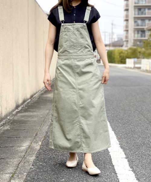 SELECT LEVERY(セレクトリベリー)の「(Emma)サロペットロングスカート(デニムスカート・レディース・ネイビー/ブルー/ベージュ/アイボリー/ブラック/グリーン・MEDIUM/LARGE)」の5枚目の写真