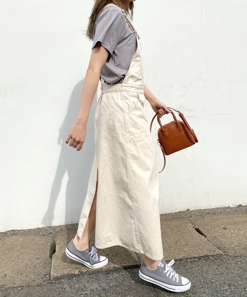 SELECT LEVERY(セレクトリベリー)の「(Emma)サロペットロングスカート(デニムスカート・レディース・ネイビー/ブルー/ベージュ/アイボリー/ブラック/グリーン・MEDIUM/LARGE)」の15枚目の写真