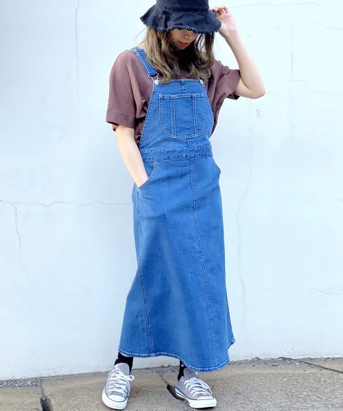 SELECT LEVERY(セレクトリベリー)の「(Emma)サロペットロングスカート(デニムスカート・レディース・ネイビー/ブルー/ベージュ/アイボリー/ブラック/グリーン・MEDIUM/LARGE)」の20枚目の写真