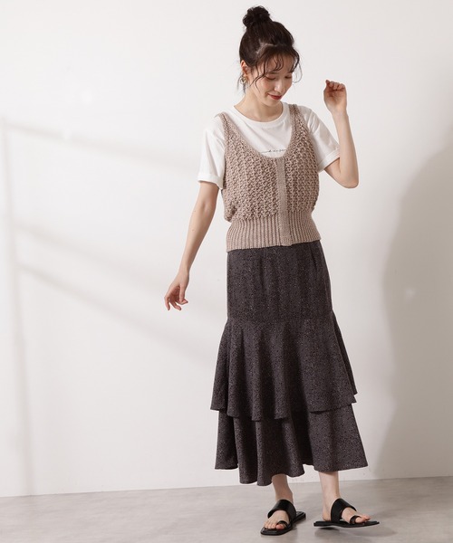 N.（N. Natural Beauty Basic）（エヌエヌナチュラルビューティーベーシック）の「◆柄編ニットタンク（タンクトップ・レディース・ブラック/ベージュ・MEDIUM）」の9枚目の写真