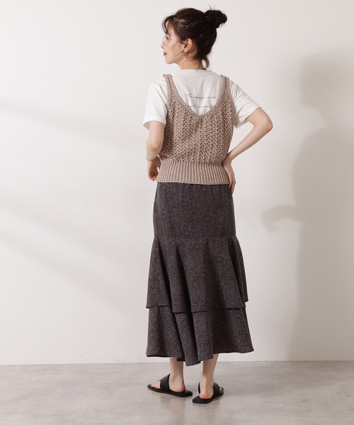 N.（N. Natural Beauty Basic）（エヌエヌナチュラルビューティーベーシック）の「◆柄編ニットタンク（タンクトップ・レディース・ブラック/ベージュ・MEDIUM）」の8枚目の写真