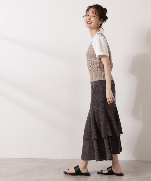 N.（N. Natural Beauty Basic）（エヌエヌナチュラルビューティーベーシック）の「◆柄編ニットタンク（タンクトップ・レディース・ブラック/ベージュ・MEDIUM）」の10枚目の写真