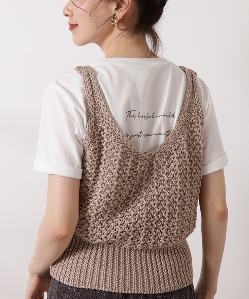 N.（N. Natural Beauty Basic）（エヌエヌナチュラルビューティーベーシック）の「◆柄編ニットタンク（タンクトップ・レディース・ブラック/ベージュ・MEDIUM）」の5枚目の写真