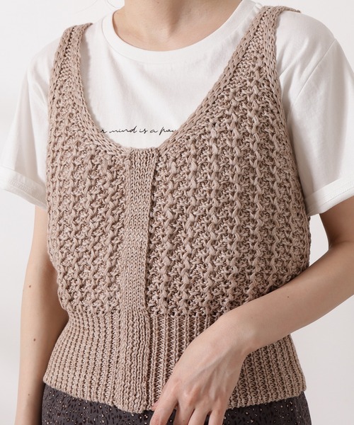 N.（N. Natural Beauty Basic）（エヌエヌナチュラルビューティーベーシック）の「◆柄編ニットタンク（タンクトップ・レディース・ブラック/ベージュ・MEDIUM）」の7枚目の写真