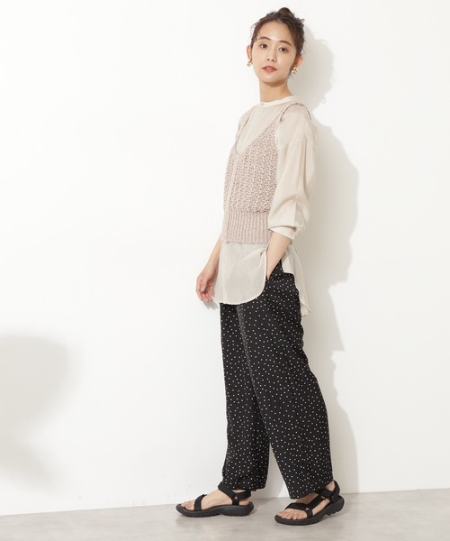 N.（N. Natural Beauty Basic）（エヌエヌナチュラルビューティーベーシック）の「◆柄編ニットタンク（タンクトップ・レディース・ブラック/ベージュ・MEDIUM）」の14枚目の写真