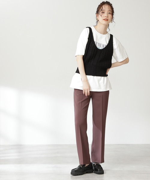 N.（N. Natural Beauty Basic）（エヌエヌナチュラルビューティーベーシック）の「◆柄編ニットタンク（タンクトップ・レディース・ブラック/ベージュ・MEDIUM）」の16枚目の写真