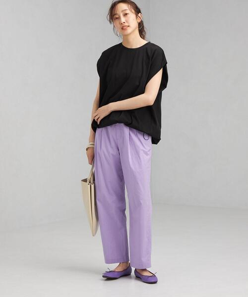 green label relaxing（グリーンレーベルリラクシング）の「タイプライター 2タック テーパード パンツ（その他パンツ・レディース・イエロー/ネイビー/パープル・36/38）」の9枚目の写真