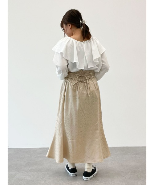 SLURR(スラ―)の「ジャガード柄マーメイドスカート(スカート・レディース・ベージュ/ブルーグリーン・FREE)」の5枚目の写真