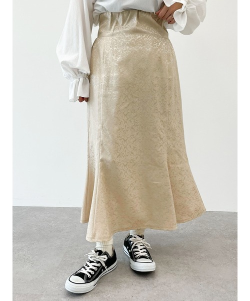 SLURR(スラ―)の「ジャガード柄マーメイドスカート(スカート・レディース・ベージュ/ブルーグリーン・FREE)」の7枚目の写真