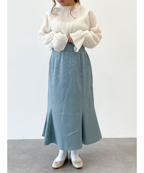 SLURR(スラ―)の「ジャガード柄マーメイドスカート(スカート・レディース・ベージュ/ブルーグリーン・FREE)」の9枚目の写真