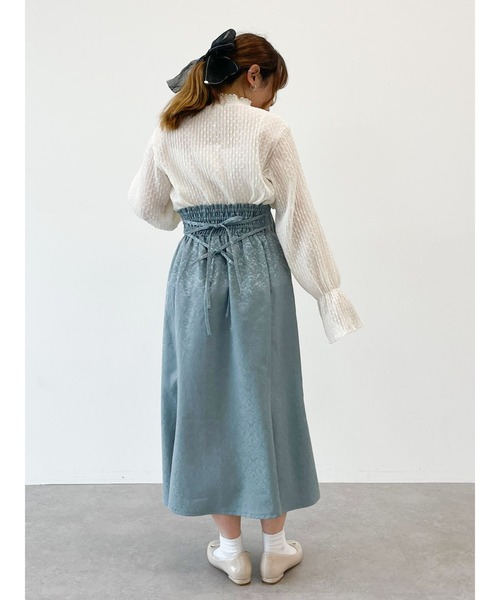 SLURR(スラ―)の「ジャガード柄マーメイドスカート(スカート・レディース・ベージュ/ブルーグリーン・FREE)」の12枚目の写真