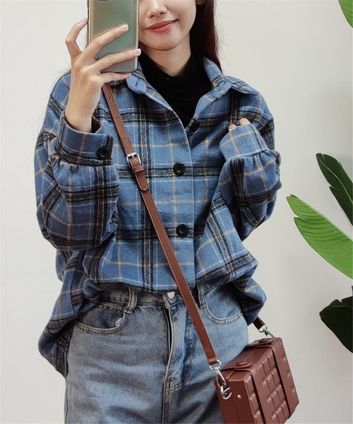 MAISON DE THERESE（メゾン ド テレーズ）の「ビッグシルエットチェックシャツブラウス（シャツ/ブラウス・レディース・ベージュ/ブルー・M/X-LARGE/LARGE/SMALL/XX-LARGE）」の22枚目の写真