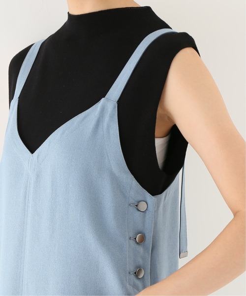 Simplicite(サンプリシテ)の「サイドボタン 2WAYジャンスカ(ジャンパースカート・レディース・ブルー系その他/ホワイト・FREE)」の5枚目の写真