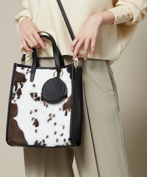 Via Demizon（ビアデミゾン）の「エコファー2WAYトートバッグ（トートバッグ・レディース・ブラック/ブラウン・フリー）」の2枚目の写真