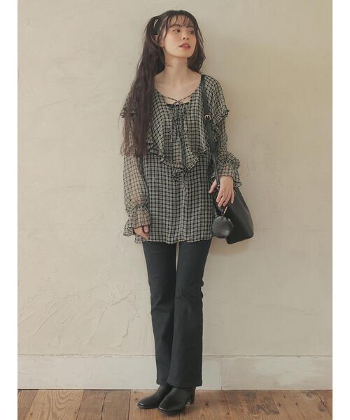 ELENCARE DUE(エレンカーレデュエ)の「・ELENCARE DUE フレアスキニーパンツ*(デニムパンツ・レディース・インディゴブルー/その他16/ブラック・L/M)」の10枚目の写真