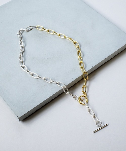 SIGNAL(シグナル)の「【SIGNAL /シグナル】 Oval Chain Necklace /オーバルチェーンネックレス(ネックレス・レディース・シルバー/ゴールド/シルバー×ゴールド・40cm)」の3枚目の写真