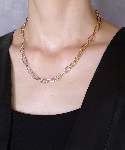SIGNAL(シグナル)の「【SIGNAL /シグナル】 Oval Chain Necklace /オーバルチェーンネックレス(ネックレス・レディース・シルバー/ゴールド/シルバー×ゴールド・40cm)」の9枚目の写真