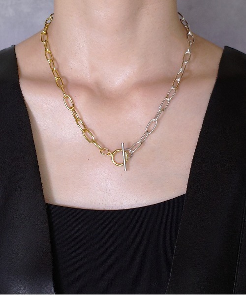 SIGNAL(シグナル)の「【SIGNAL /シグナル】 Oval Chain Necklace /オーバルチェーンネックレス(ネックレス・レディース・シルバー/ゴールド/シルバー×ゴールド・40cm)」の18枚目の写真