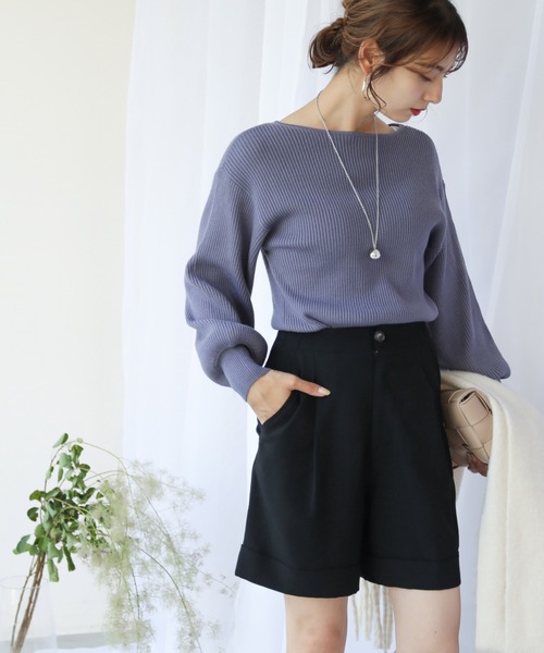 frames RAY CASSIN（フレームスレイカズン）の「【WEB限定】ボリューム袖前後2WAYニットプルオーバー（ニット/セーター・レディース・オレンジ/グレイッシュベージュ/グリーン/ブラック/ブルー・FREE）」の4枚目の写真