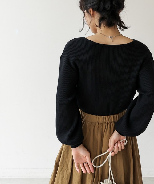 frames RAY CASSIN（フレームスレイカズン）の「【WEB限定】ボリューム袖前後2WAYニットプルオーバー（ニット/セーター・レディース・オレンジ/グレイッシュベージュ/グリーン/ブラック/ブルー・FREE）」の14枚目の写真