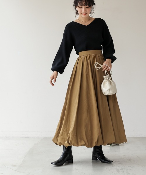 frames RAY CASSIN（フレームスレイカズン）の「【WEB限定】ボリューム袖前後2WAYニットプルオーバー（ニット/セーター・レディース・オレンジ/グレイッシュベージュ/グリーン/ブラック/ブルー・FREE）」の15枚目の写真