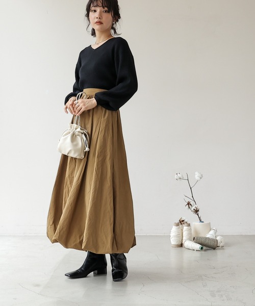 frames RAY CASSIN（フレームスレイカズン）の「【WEB限定】ボリューム袖前後2WAYニットプルオーバー（ニット/セーター・レディース・オレンジ/グレイッシュベージュ/グリーン/ブラック/ブルー・FREE）」の19枚目の写真