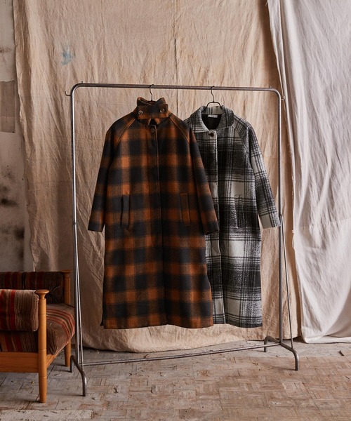Keeepy(キーピー)の「【Keeepy】plaid 2way soutien collar coat(ステンカラーコート・レディース・オフホワイト/オレンジ・FREE)」の20枚目の写真