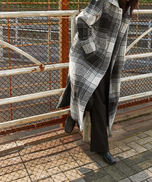 Keeepy(キーピー)の「【Keeepy】plaid 2way soutien collar coat(ステンカラーコート・レディース・オフホワイト/オレンジ・FREE)」の13枚目の写真