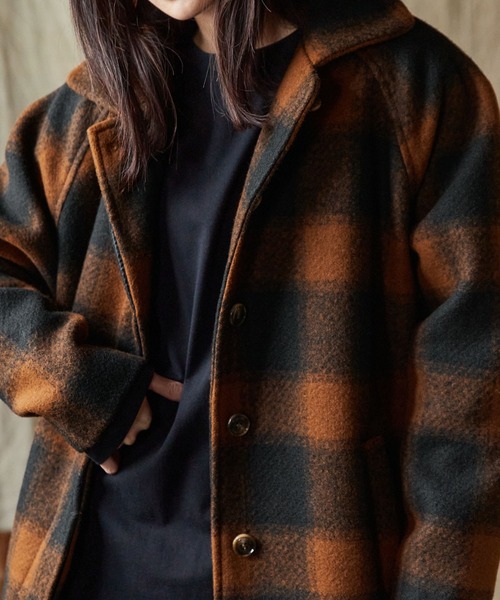 Keeepy(キーピー)の「【Keeepy】plaid 2way soutien collar coat(ステンカラーコート・レディース・オフホワイト/オレンジ・FREE)」の18枚目の写真